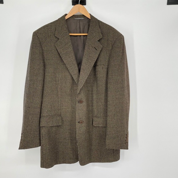 Canali Amici Lana Cashmere Blazer Jacket Houndstooth Brown Tan Italian Size 42 - Picture 1 of 7